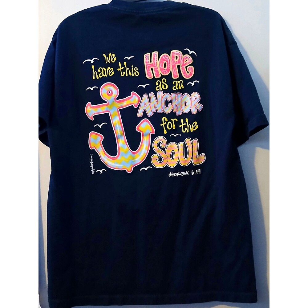 Faithful Girl Christian T Shirt Womens L Anchor Soul Hebrews 6:19 Graphic